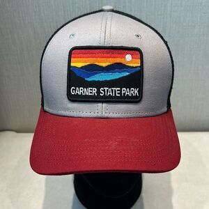 Garner State Park Mesh Snapback Trucker Hat Cap Texas GSP Black Gray Red Patch